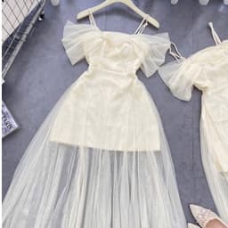 ĐẦM REN BẸT VAI PHỐI LƯỚI XOÈ 8