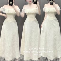 ĐẦM REN BẸT VAI KEM BÈO Xukadress, váy ren dáng dài 2