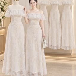 ĐẦM REN BẸT VAI KEM BÈO Xukadress, váy ren dáng dài 1