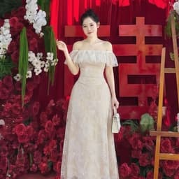 ĐẦM REN BẸT VAI KEM BÈO Xukadress, váy ren dáng dài 3