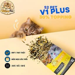 [ 5kg Chính Hãng ] Hạt Thức Ăn Cho Mèo S2Pet V1Plus Mix Topping Hỗ Trợ Tăng Cân, Mượt Lông, Giảm Mùi | Yellow Pet 2