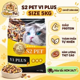 [ 5kg Chính Hãng ] Hạt Thức Ăn Cho Mèo S2Pet V1Plus Mix Topping Hỗ Trợ Tăng Cân, Mượt Lông, Giảm Mùi | Yellow Pet 1