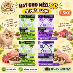Hạt Cho Mèo SC 1.5kg S1 S2 SC1 SC2 Phối Ruốc Và Topping Thịt Sấy | Yellow Pet 1