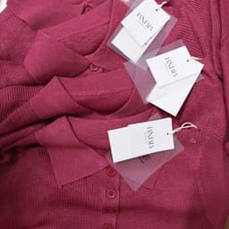 Áo len khuy trơn cổ Polo hai màu Hồng/Tím[Sẵn] 4