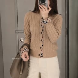 Sẵn-Áo len phối caro màu be Chất liệu len Cao Cấp Mềm Ấm Sang Trọng 2