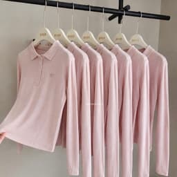 Sẵn-Áo Polo Cá Hồng dài tay Vải Gai Sịn trẻ trung năng động 1