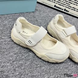 🎀 Giày bệt nữ màu kem thanh lịch, thiết kế quai dán bản to trẻ trung, đế chunky êm Fullbox #AK21 9