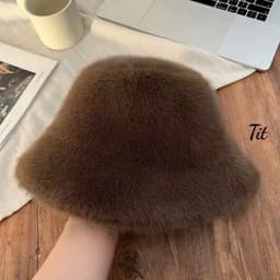 Nón Bucket Lông Nhung Mềm Mại Mùa Đông phong cách Ulzzang Du Lịch 6