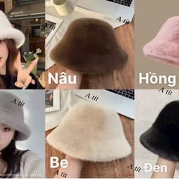 Nón Bucket Lông Nhung Mềm Mại Mùa Đông phong cách Ulzzang Du Lịch 8