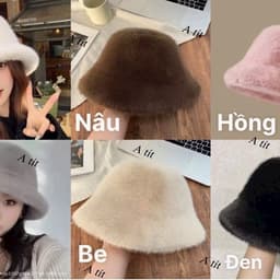 Nón Bucket Lông Nhung Mềm Mại Mùa Đông phong cách Ulzzang Du Lịch 9