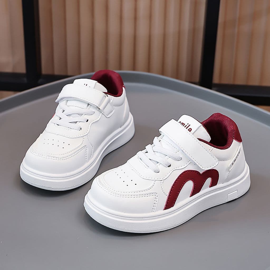 Mã G9 Giày Sneaker Trẻ Em Cổ Thấp Khóa Dán Chữ M Phong Cách Hàn Quốc Cho Bé Trai Bé Gái Size 26-37