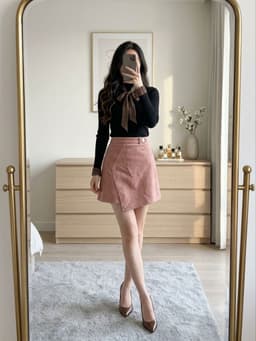 [2hand] Áo thun gân đen dài tay nơ cổ tay áo voan bling size S 1