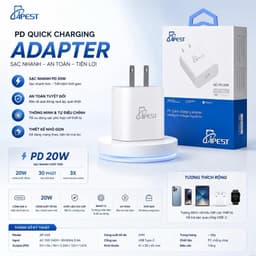 Củ Sạc Nhanh 20W APEST AP-A20 PD Type-C Chuẩn EU Cho IP Và Adroi Bảo Hành 12 Tháng 2