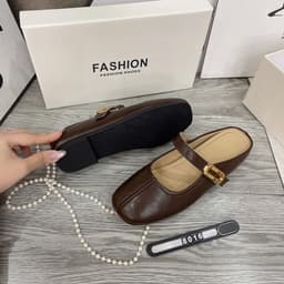 Dép Sục da quai khóa vàng 3p (mã 8016) fullbox 6
