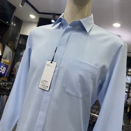Áo sơ mi nam Owen dài tay màu xanh họa tiết chìm giấu khuy regular fit vạt bầu vải polyester nano AR260695DT 2