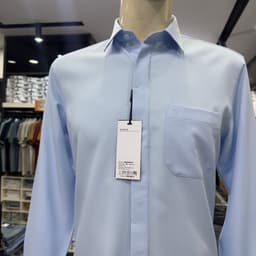 Áo sơ mi nam Owen dài tay màu xanh họa tiết chìm giấu khuy regular fit vạt bầu vải polyester nano AR260695DT 3