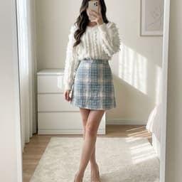 [2hand] Áo len trắng rua sợi len bo gấu freesize 1