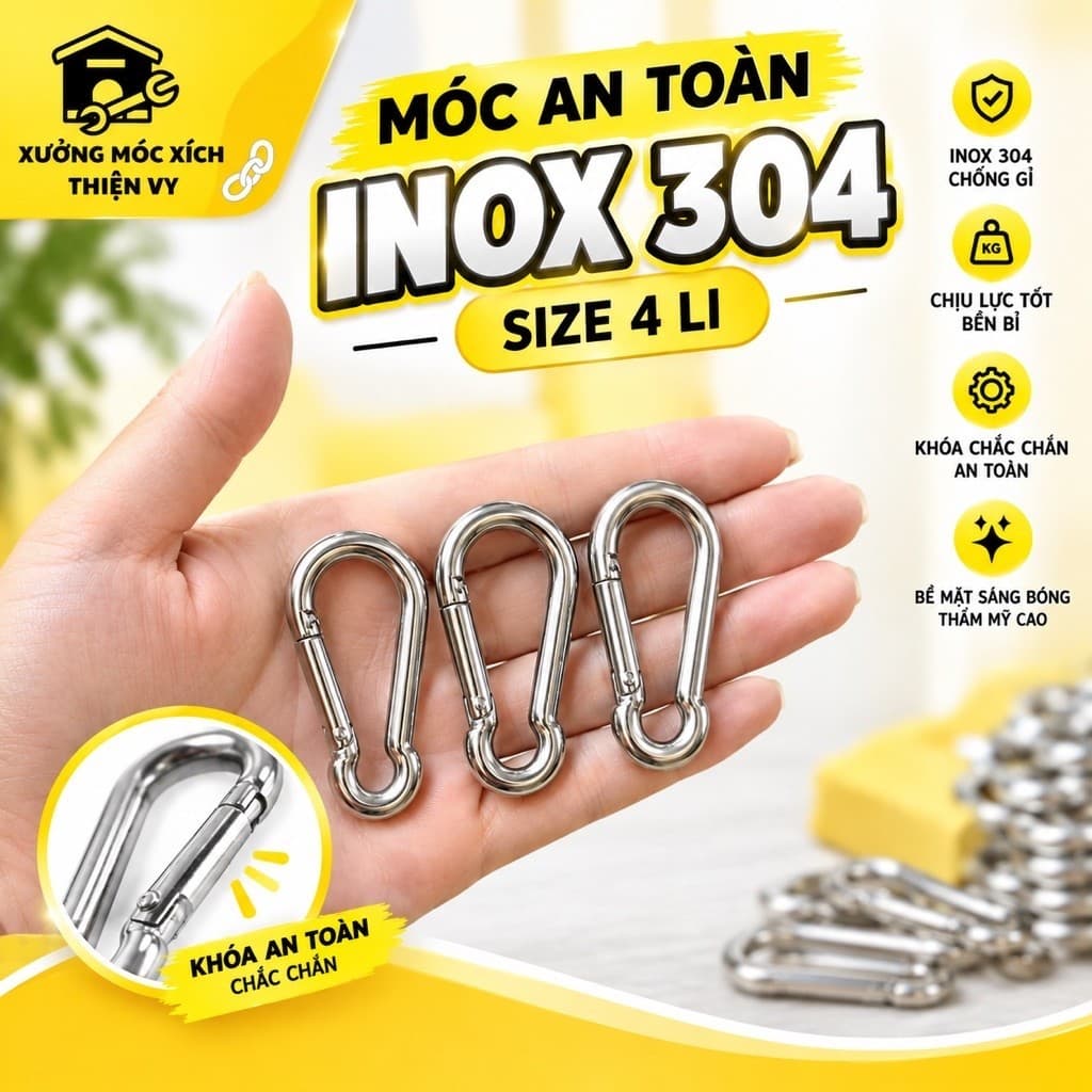 Móc An Toàn Inox Loại Mini , Móc Chìa Khoá , Móc Túi Xách Hàng Cao Cấp Chống Rỉ Siêu Tốt