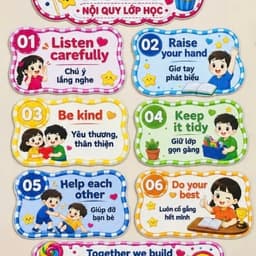 Trang trí song ngữ nội quy lớp học mã 001 1