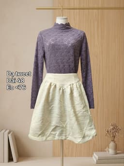 [2hand] Chân váy dạ tweet trắng dáng xoè size L 2