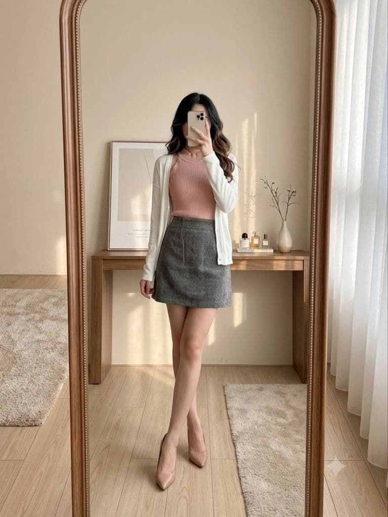 [2hand] Áo cardigan len giấy trắng kiểu hở lưng dây buộc nơ cúc ngọc freesize