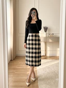 [2hand] Áo len gân tăm đen cổ vuông dáng croptop size S M 1