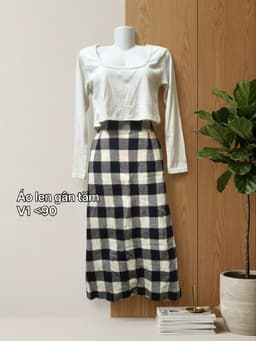 [2hand] Áo thun dài tay gân tăm trắng co giãn freesize dáng croptop 2