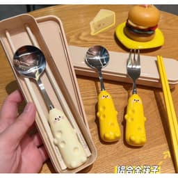 🧀 Bộ 3 thìa nĩa đũa hình phô mai siêu cute 2