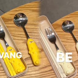 🧀 Bộ 3 thìa nĩa đũa hình phô mai siêu cute 4