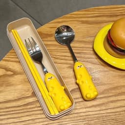🧀 Bộ 3 thìa nĩa đũa hình phô mai siêu cute 5