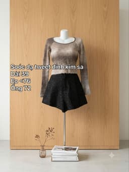 [2hand] Quần soóc dạ tweet đen bling size L 2