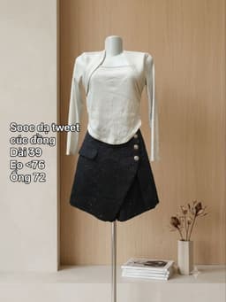 [2hand] Quần soóc đùi dạ tweet giả váy cúc đồng size M 2