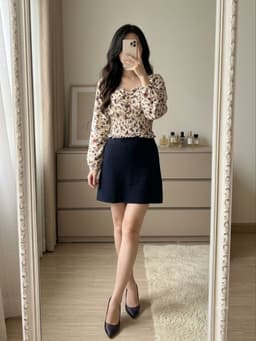 [2hand] Áo voan hoa bo nhún chun eo lưng size S M 1
