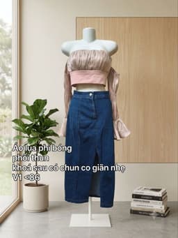 [2hand] Áo quây hồng lụa phi bóng tay dài rớt vai ống loe khoá sau có chun co giãn nhẹ size M 2