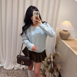 𝟏𝟒𝐚𝐦.𝐬𝐭𝐮𝐝𝐢𝐨 | Áo Len Nữ Cổ Tròn Dệt Kim Vặn Thừng Thêu Logo Ngựa Phong Cách Hàn Quốc Dày Dặn Ấm Áp Thu Đông 4
