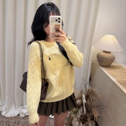 𝟏𝟒𝐚𝐦.𝐬𝐭𝐮𝐝𝐢𝐨 | Áo Len Nữ Cổ Tròn Dệt Kim Vặn Thừng Thêu Logo Ngựa Phong Cách Hàn Quốc Dày Dặn Ấm Áp Thu Đông 5