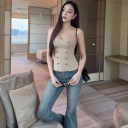 (Dmina) Áo 2 dây thiết kế nút kiểu phong cách thời thượng cổ vuông tôn eo và v1 quyến rũ sang chảnh 1