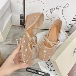 Giày Bệt lưới quai nơ đá ( 6148 ) fullbox 9