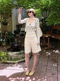Set 2 món áo 2s cổ tim viền ren và áo khoác cardigan dài tay in trái tim chất thun giấy 4