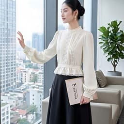 sơ mi công sở ren  mang phong cách thanh lịch, sang trọng và quý phái 5