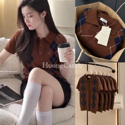 Áo len Nâu đậm Phối Quả Trám Chất len mềm cao cấp 1