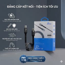 Cáp Sạc Nhanh 66W Apest AP-64PT Type C To Type C 1M Dây Bọc Dù Cao Cấp Chống Rối, Chống Cháy An Toàn Khi Sạc Qua Đêm 2