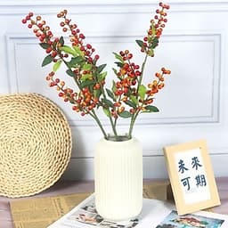 Cành đào đông quả kèm lá non trang trí Tết, hoàn hảo cho decor nhà cửa. 5