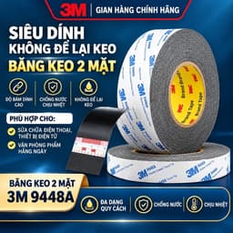 Băng keo 3M Hai Mặt 9448 KEO MÀU ĐEN dài 50m Có Tem Chính Hãng 1