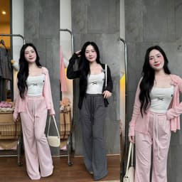 Set bộ 3 món thun kèm khoác mèo xinh xắn mix quần loe 1