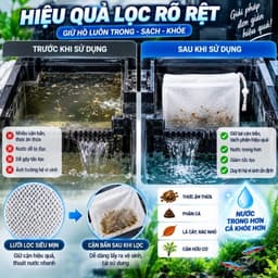 Túi lọc hồ cá V2 lớp thế hệ mới 2026 giúp giữ phân bụi mịn ,cặn hồ cá 3