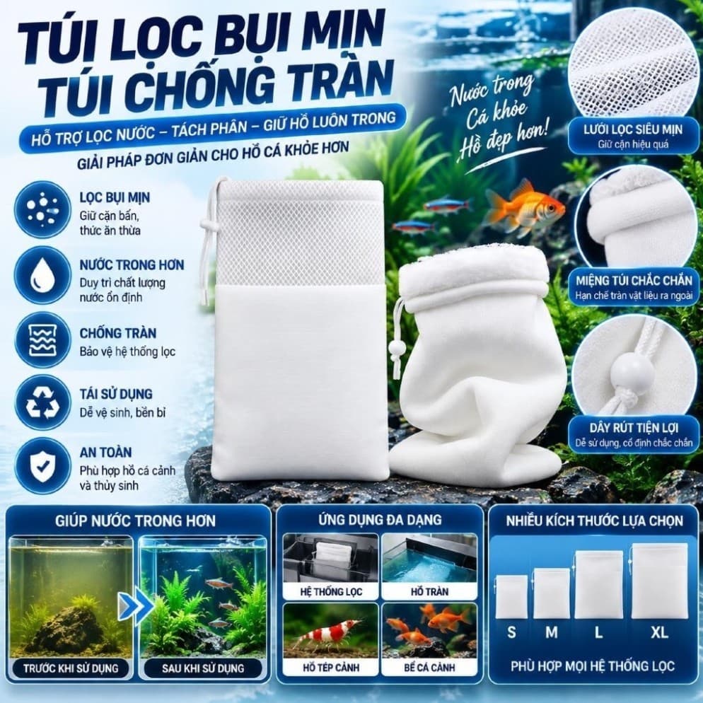 Bông lọc hồ cá V2 lớp thế hệ mới 2026 giúp giữ phân bụi mịn ,cặn hồ cá