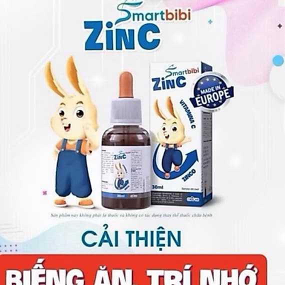 Smartbibi ZinC Kẽm chelate hữu cơ cho bé giúp hỗ trợ ăn ngon, tăng sức đề kháng 30ml chính hãng