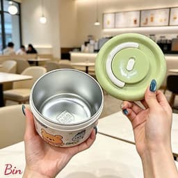 Hộp Cơm Inox Mini - Bình Ủ Cháo Cho Bé Có Tay Cầm An Toàn Tiện Lợi 2