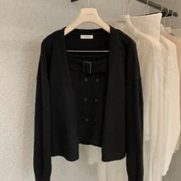 (CHICSEOUL) Set áo quây và áo khoác len phối belt ngực xinh xắn phong cách Nertro HQ (ảnh thật là 2 ảnh cuối) 4